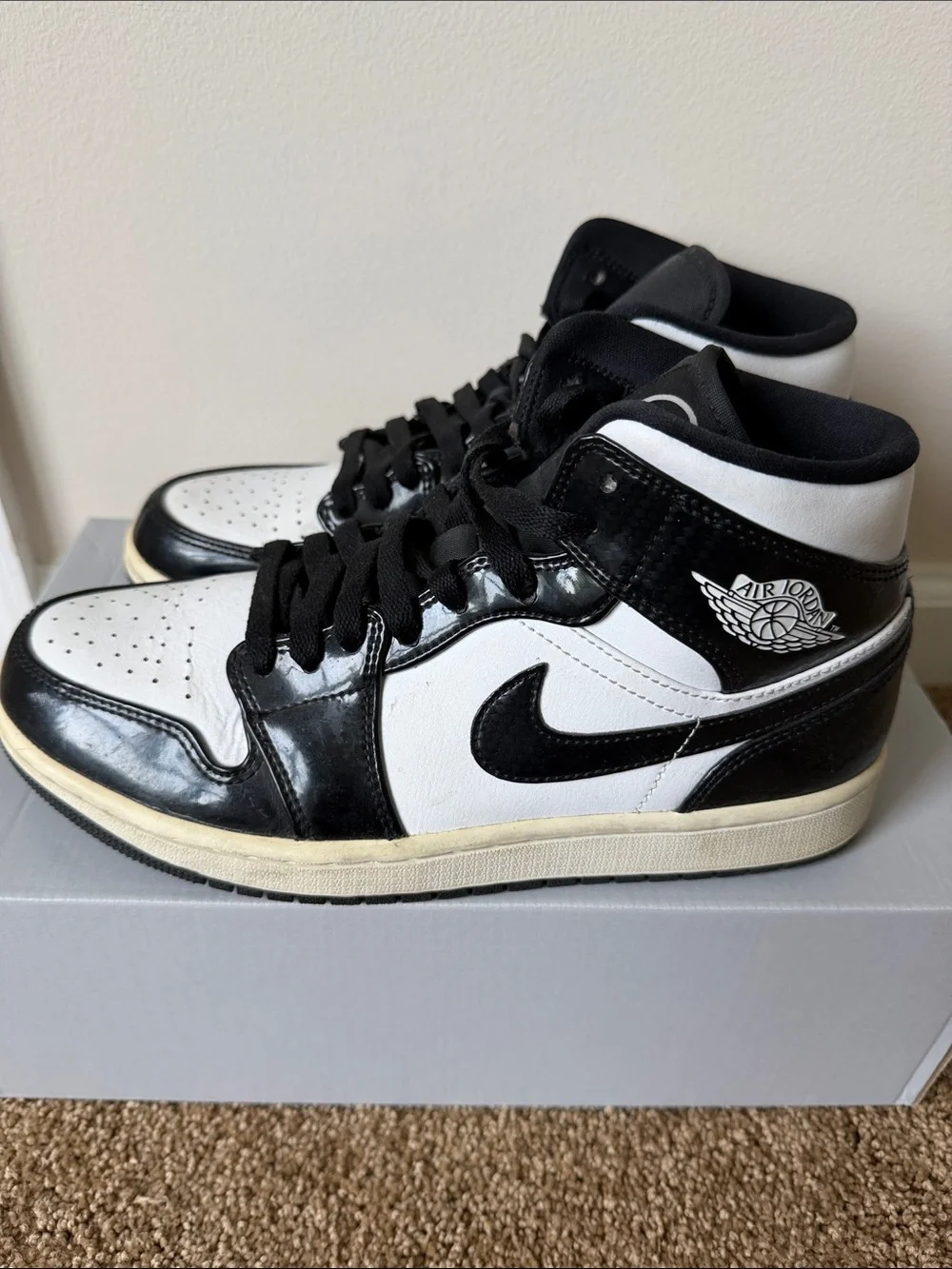 Nike Air Jordan 1 Mid Black and White Men's Sneakers